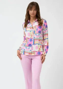Bariloche Berino Shirt Offwhite/Pink Print