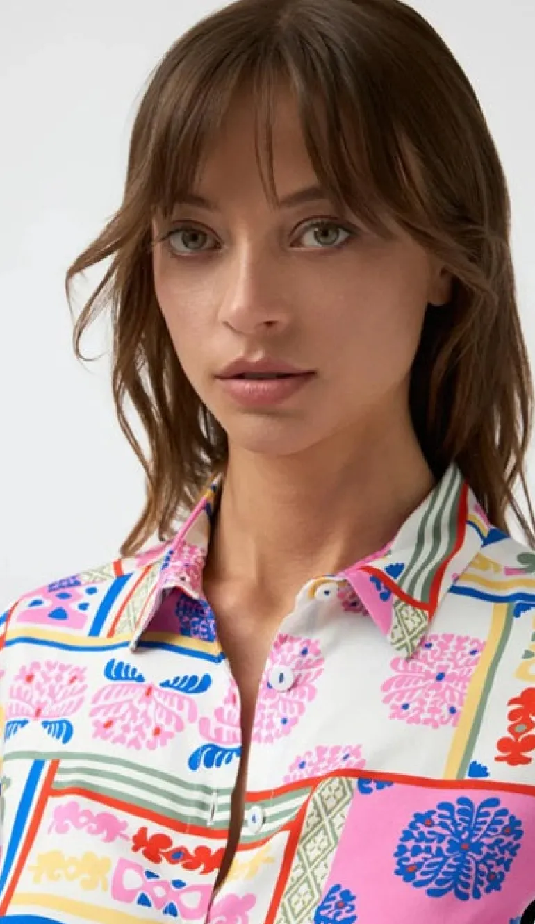 Bariloche Berino Shirt Offwhite/Pink Print