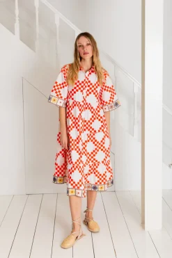 Bonté Koko Embroidered Trim Dress Poppy Red