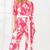 Caroline Kilkenny Danny Jumpsuit Pink Leaf