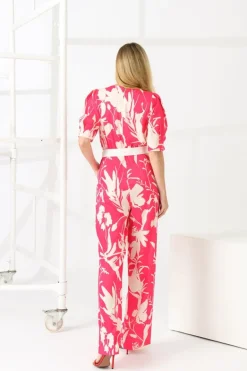 Caroline Kilkenny Danny Jumpsuit Pink Leaf