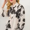 Caroline Kilkenny Lilibet Blouse Black Flower Print