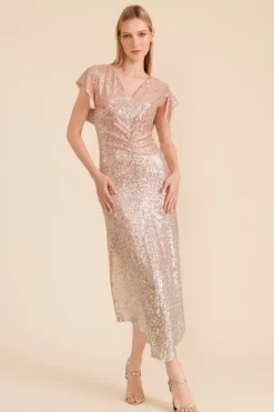 Caroline Kilkenny Logan Nude Pink Sequin Dress