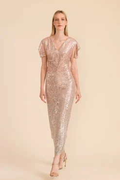 Caroline Kilkenny Logan Nude Pink Sequin Dress