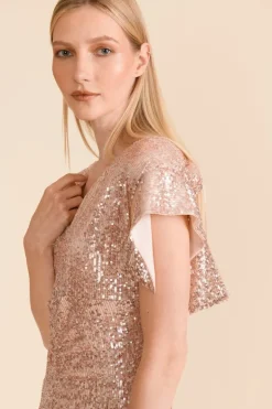 Caroline Kilkenny Logan Nude Pink Sequin Dress