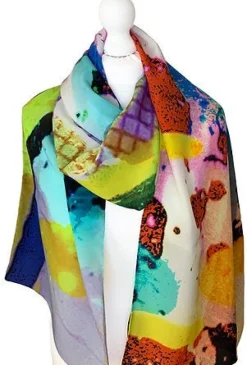 Clare OConnor Abstract Print Silk Scarf