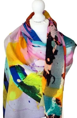 Clare OConnor Abstract Print Silk Scarf
