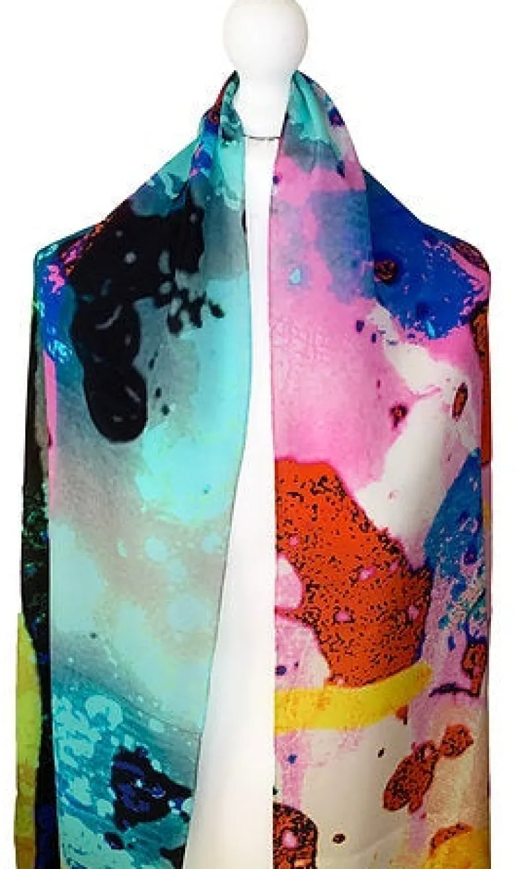 Clare OConnor Abstract Print Silk Scarf