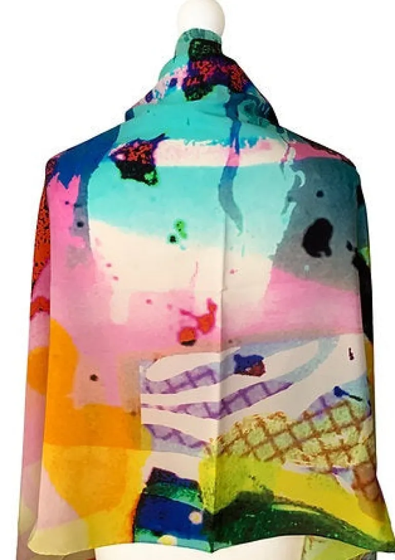 Clare OConnor Abstract Print Silk Scarf