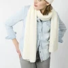 Codello Ribbed Knit Soft Wool Blend Scarf White
