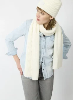 Codello Ribbed Knit Soft Wool Blend Scarf White