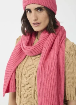 Codello Ribbed Knit Soft Wool Blend Scarf Pink