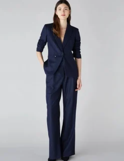 Emme Torre2 Trouser Navy Pinstripes