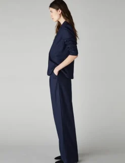 Emme Torre2 Trouser Navy Pinstripes