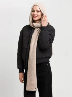 Fraas Ribbed Knitted Wool Hooded Blend Scarf Cashew