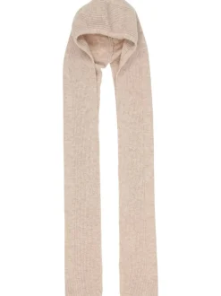 Fraas Ribbed Knitted Wool Hooded Blend Scarf Cashew