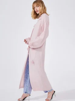 Hayley Menzies Alma Alpaca Crochet Flower Crochet Long Cardigan Pink