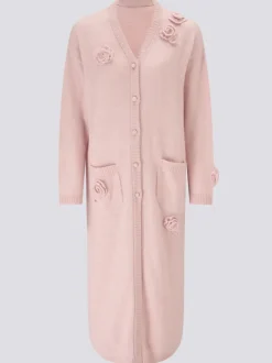 Hayley Menzies Alma Alpaca Crochet Flower Crochet Long Cardigan Pink