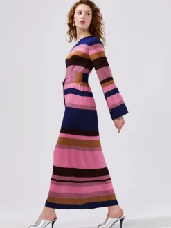 Hayley Menzies Shimmer Stripe One Sleeve Maxi Dress