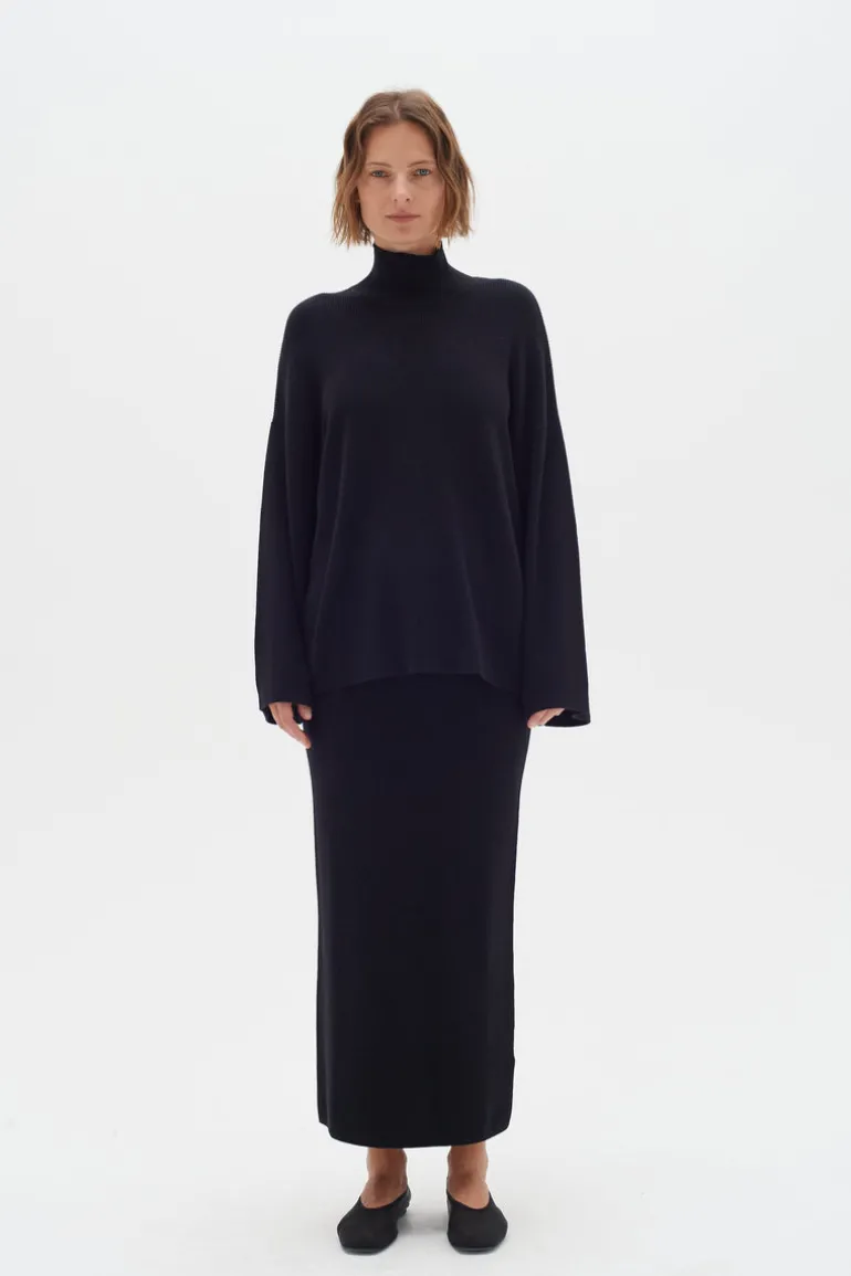 InWear Gitte Rib Knit High Neck Pullover Black