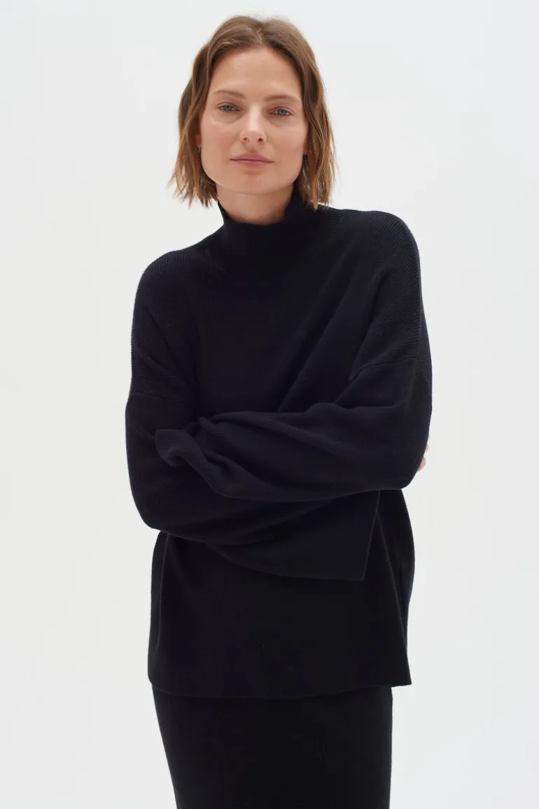 InWear Gitte Rib Knit High Neck Pullover Black