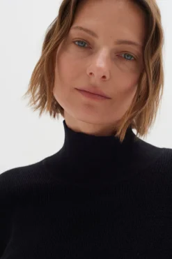 InWear Gitte Rib Knit High Neck Pullover Black