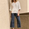 Joseph Ribkof High Waist Cropped Dark Denim Jeans
