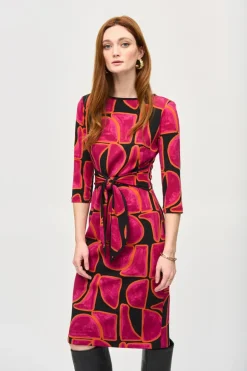 Joseph Ribkoff Abstract Print Dress Black Multi