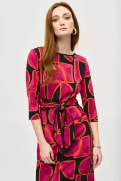Joseph Ribkoff Abstract Print Dress Black Multi