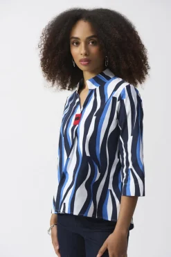 Joseph Ribkoff Abstract Print Top Vanilla Multi