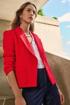 Joseph Ribkoff Boucle Fitted Blazer Radiant Red