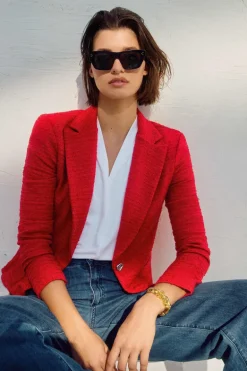 Joseph Ribkoff Boucle Fitted Blazer Radiant Red
