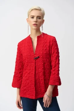 Joseph Ribkoff Bubble Jacquard Jacket Radiant Red