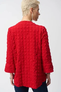 Joseph Ribkoff Bubble Jacquard Jacket Radiant Red