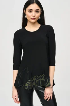 Joseph Ribkoff Crew Neck Tunic Black/Green Multi