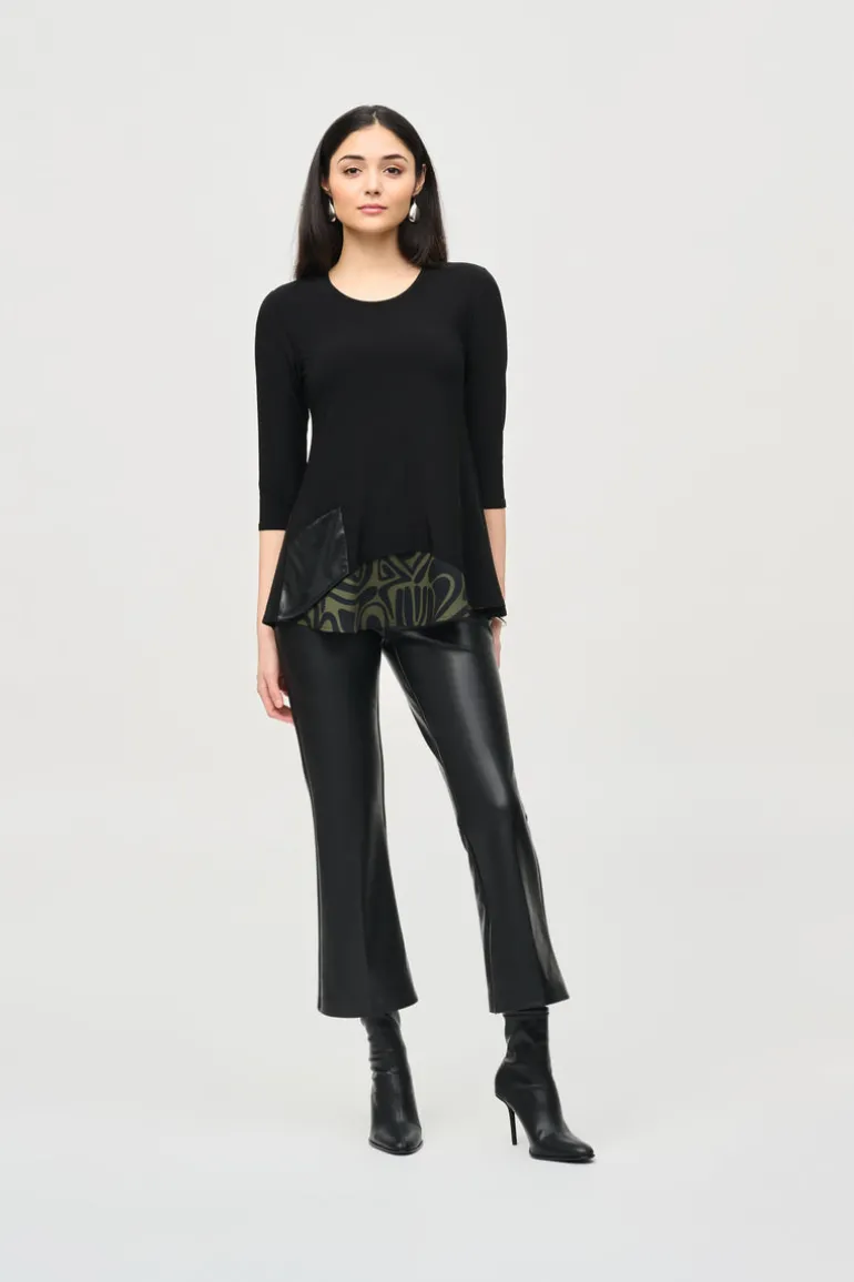 Joseph Ribkoff Crew Neck Tunic Black/Green Multi