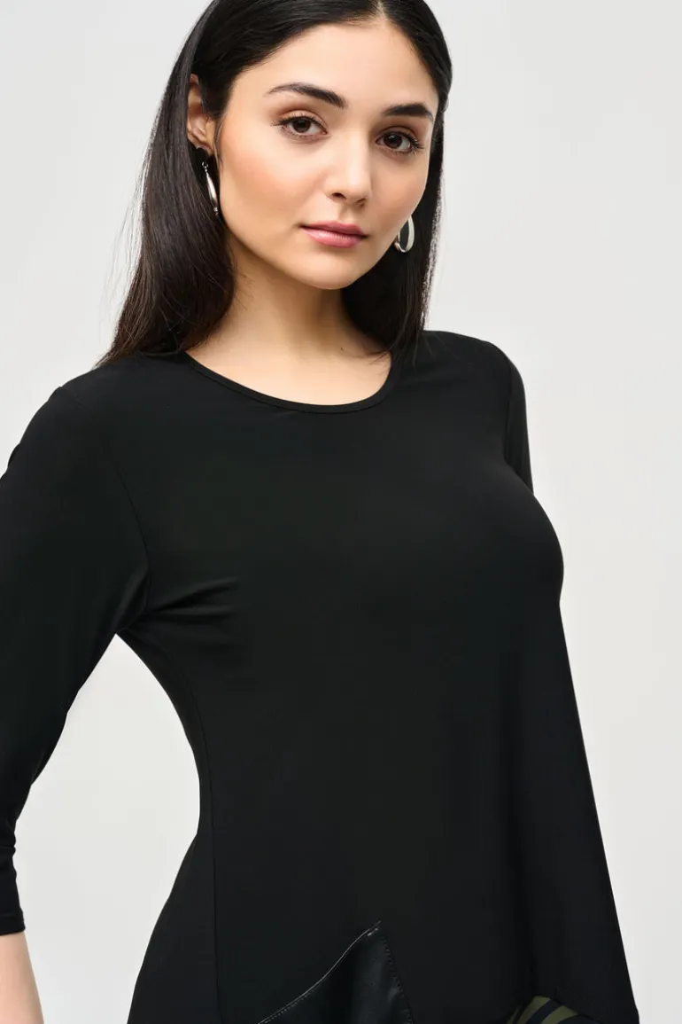 Joseph Ribkoff Crew Neck Tunic Black/Green Multi
