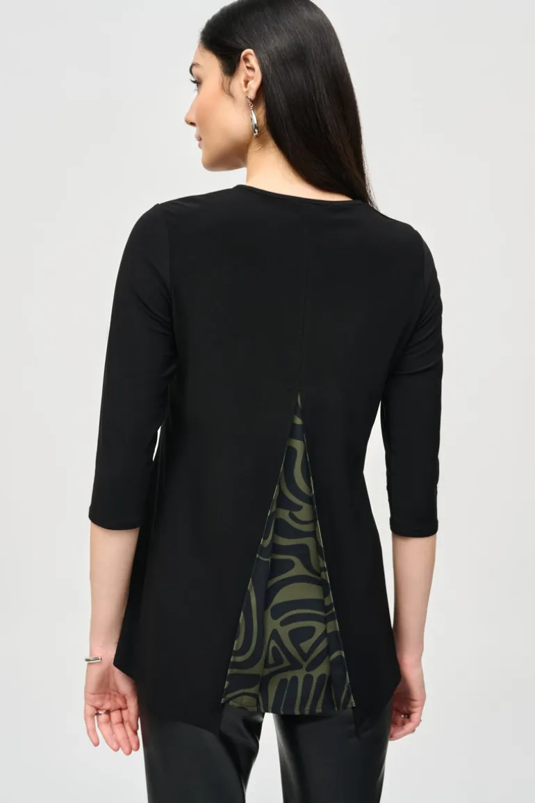 Joseph Ribkoff Crew Neck Tunic Black/Green Multi