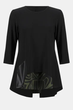 Joseph Ribkoff Crew Neck Tunic Black/Green Multi