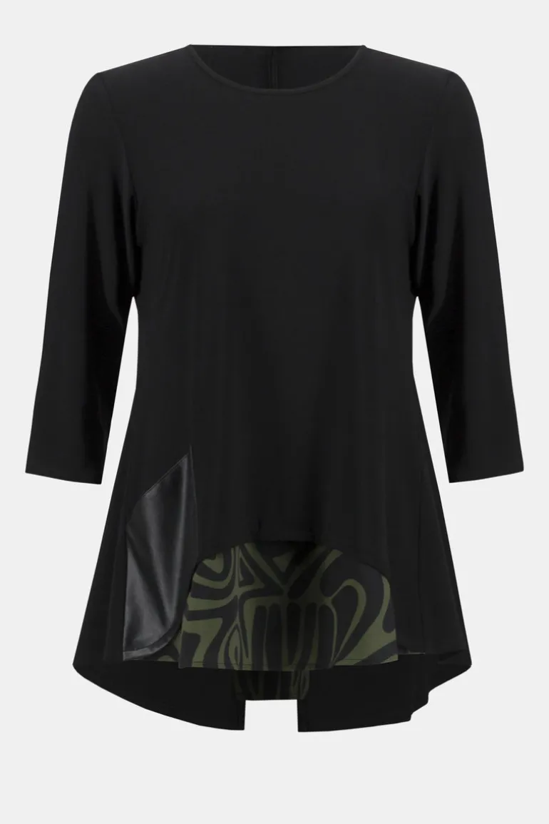 Joseph Ribkoff Crew Neck Tunic Black/Green Multi