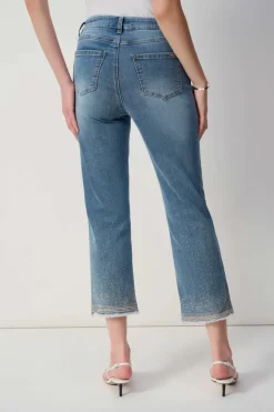 Joseph Ribkoff Embroidered Denim Jeans Vintage Blue