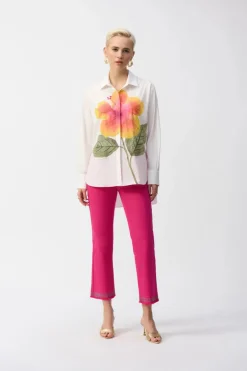 Joseph Ribkoff Embroidered Flower Shirt Vanilla Multi