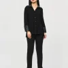 Joseph Ribkoff Faux Leather Trim Shirt Black