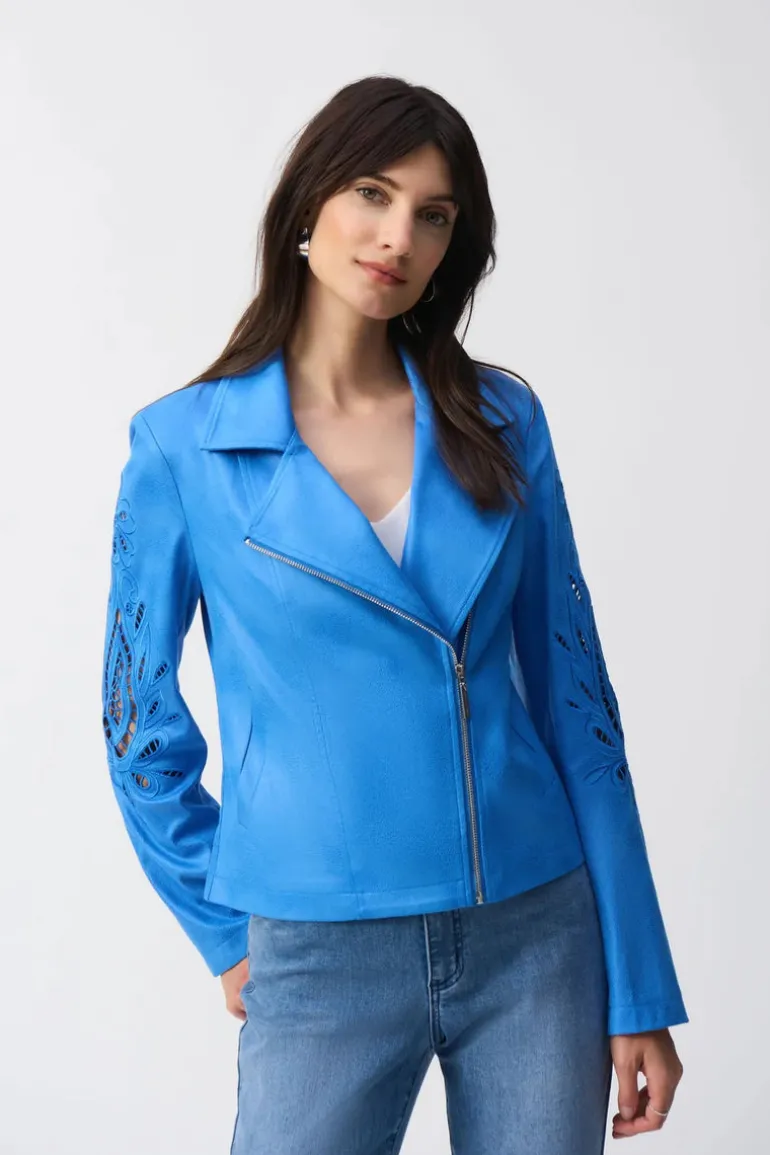 Joseph Ribkoff Faux Suede Jacket Coastal Blue