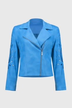 Joseph Ribkoff Faux Suede Jacket Coastal Blue