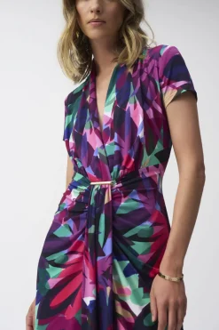 Joseph Ribkoff Floral V-Neck Wrap Dress Multi