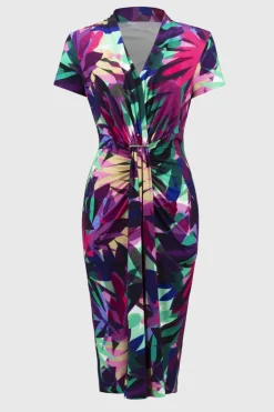 Joseph Ribkoff Floral V-Neck Wrap Dress Multi
