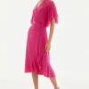 Joseph Ribkoff Flutter Sleeve Wrap Dress Geranium