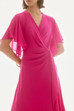 Joseph Ribkoff Flutter Sleeve Wrap Dress Geranium