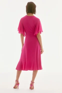 Joseph Ribkoff Flutter Sleeve Wrap Dress Geranium